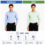 Clothizen Men's Solid Formal Shirt pack of 2 Medium Blue | Green| Premium | Cotton Enriched | Full Sleeves | Comfort Fit | Single Chest Pocket