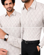 Men's Printed Regular Fit Semi Formal Shirt |  Premium | 100% Cotton | Full Sleeves | Single Chest Pocket