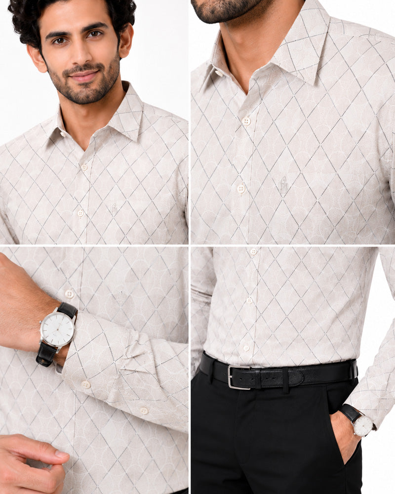 Men's Printed Regular Fit Semi Formal Shirt |  Premium | 100% Cotton | Full Sleeves | Single Chest Pocket