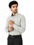 Men's Printed Regular Fit Formal Shirt |Aqua Blue Premium |100% Satin Cotton | Full Sleeves | Single Chest Pocket
