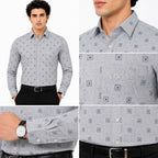 Men's Printed Regular Fit Semi Formal Shirt | Cream | Premium | Cotton Enriched | Full Sleeves | Single Chest Pocket