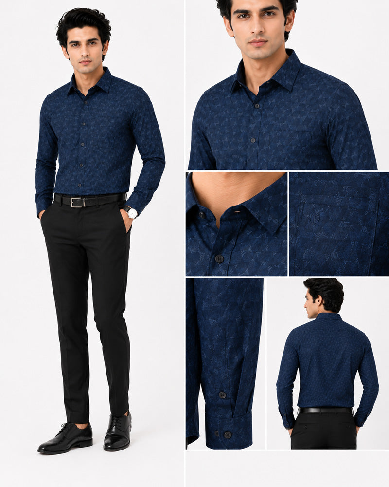 Men's Printed Regular Fit Semi Formal Shirt | Premium | 100% Cotton | Full Sleeves | Single Chest Pocket