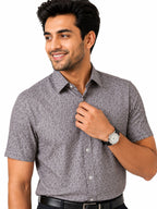 Men's Printed Slim Fit Semi Formal Shirt | Premium | 100% Cotton | Half Sleeves | Single Chest Pocket