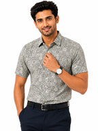 Men's Printed Slim Fit Semi Formal Shirt | Premium | 100% Cotton | Half Sleeves | Single Chest Pocket