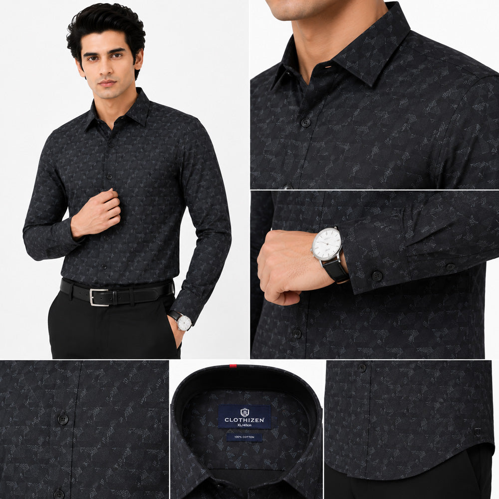 Men's Printed Regular Fit Semi Formal Shirt | Premium | 100% Cotton | Full Sleeves | Single Chest Pocket