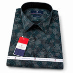 Men's Printed Regular Fit  Semi Formal Shirt | Wine Black | Premium | 100% Cotton | Full Sleeves | Single Chest Pocket