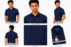 Men's Checkered Regular Fit Formal Shirt | Slate Grey with Self Checks | Premium | Pure Cotton | Half Sleeves | Single Chest Pocket