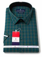 Men's Checkered Regular Fit Formal Shirt | Charcoal Grey with Copper Checks | Premium | Pure Cotton | Half Sleeves | Single Chest Pocket