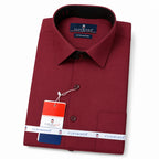 Clothizen Men's Solid Formal Shirt | Deep Maroon | Premium | Cotton Enriched | Full Sleeves | Comfort Fit | Single Chest Pocket