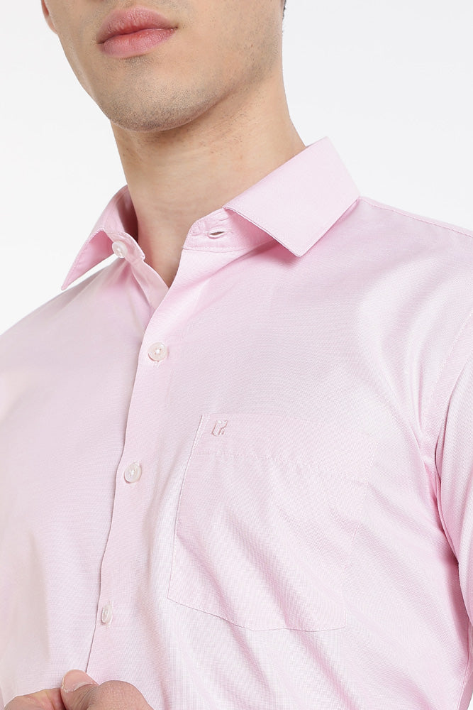 Clothizen Men's Solid Formal Shirt | Pink | Premium | Cotton Enriched | Full Sleeves | Comfort Fit | Single Chest Pocket Secondary image