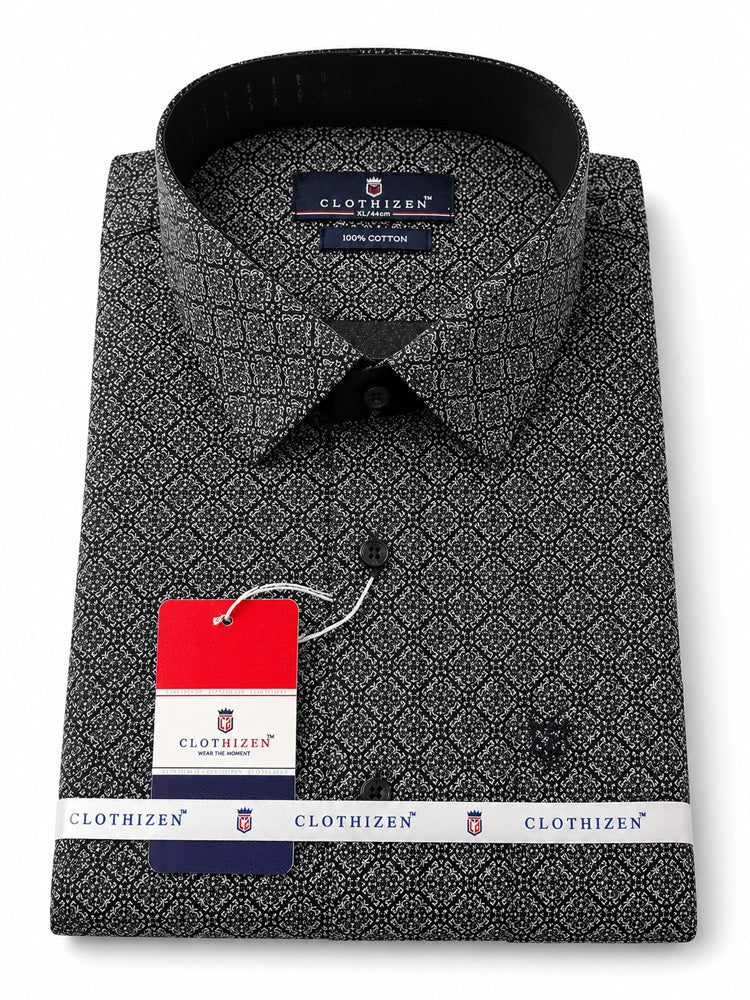 Men's Striped Smart Fit Semi Formal Shirt | Black | Premium | 100% Cotton | Full Sleeves | Single Chest Pocket