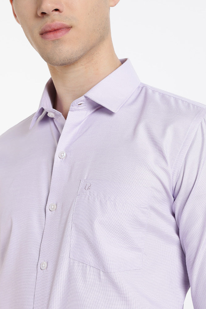 Clothizen Men's Solid Formal Shirt | Lavender | Premium | Cotton Enriched | Full Sleeves | Comfort Fit | Single Chest Pocket Secondary image
