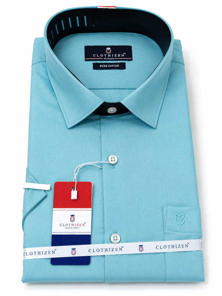 Men's Solid Formal Shirt | Light Grey | Premium | Cotton | Half Sleeves | Single Chest Pocket