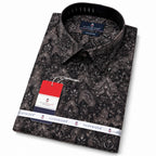 Men's Printed Regular Fit  Semi   Formal Shirt | Coffee Brown | Premium | 100% Cotton | Full Sleeves | Single Chest Pocket