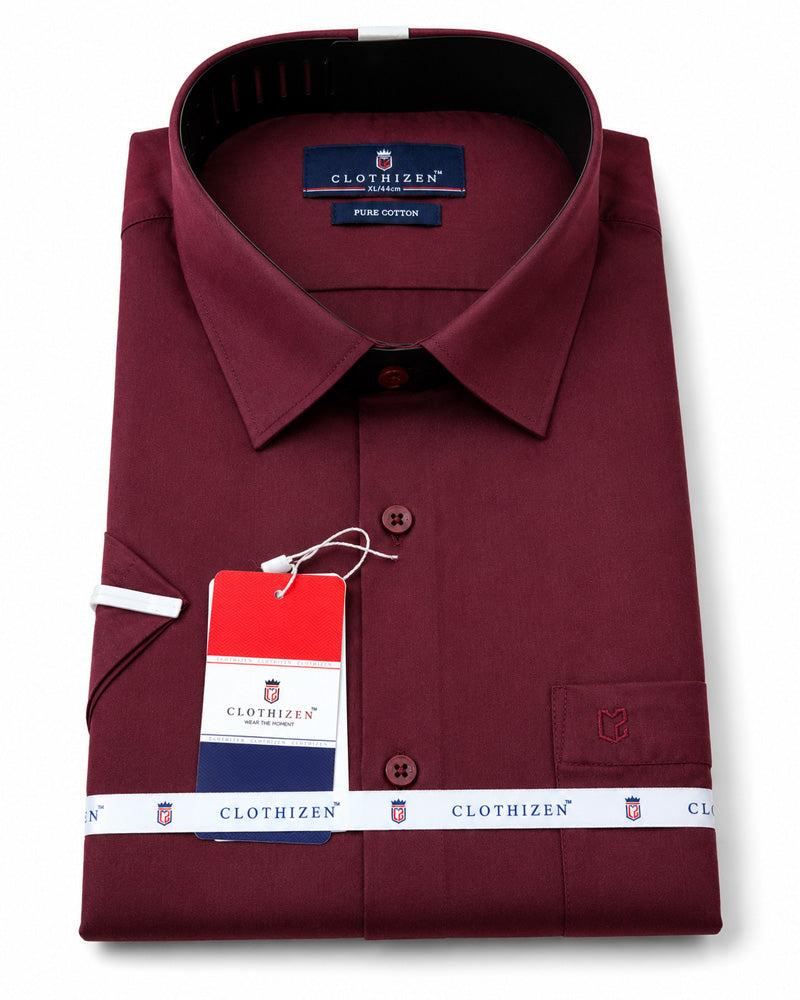 Men's Solid Formal Shirt | Light Grey | Premium | Cotton | Half Sleeves | Single Chest Pocket