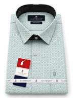 Men's Printed Regular Fit Formal Shirt |Aqua Blue Premium |100% Satin Cotton | Full Sleeves | Single Chest Pocket