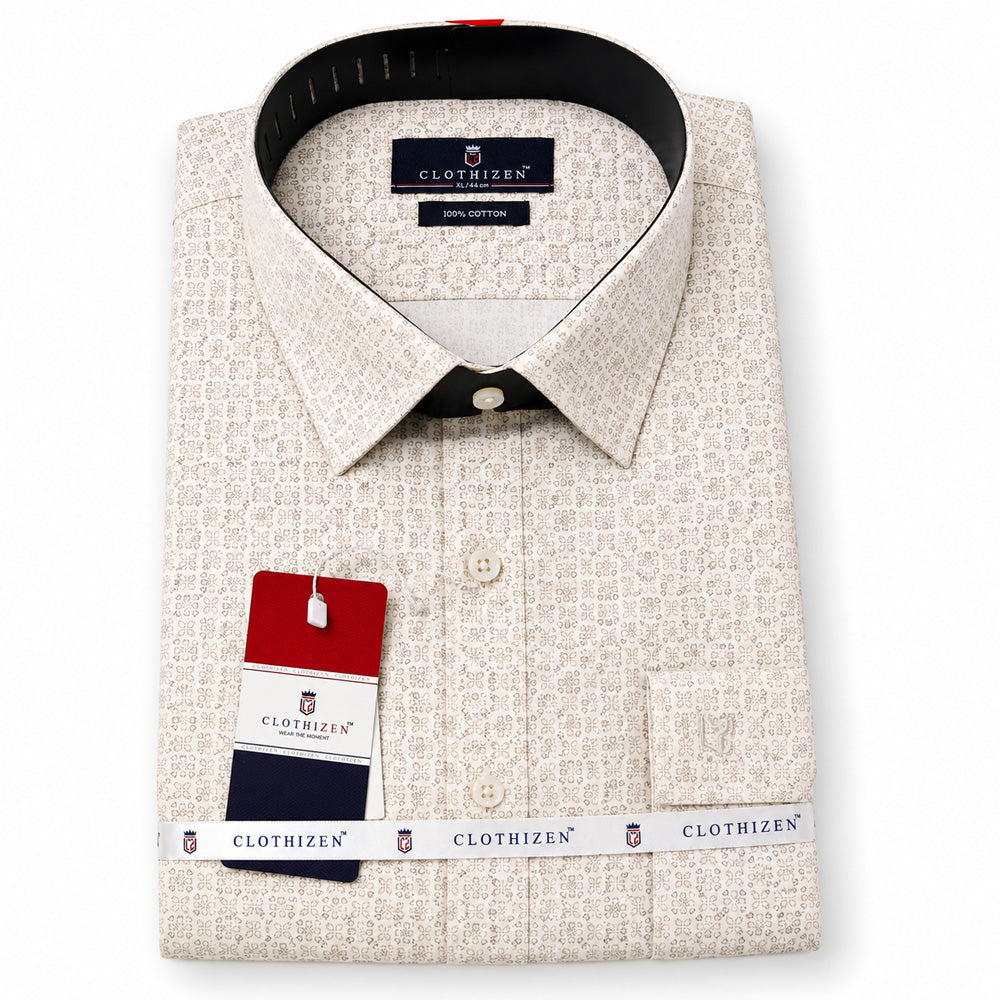 Men's Printed Regular Fit Semi Formal Shirt | Premium | 100% Cotton | Full Sleeves | Single Chest Pocket