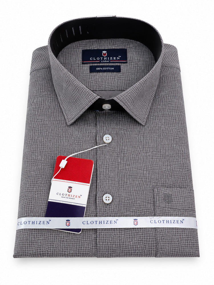 Men's Printed Regular Fit  Semi Formal Shirt | Premium | 100% Cotton | Full Sleeves | Single Chest Pocket