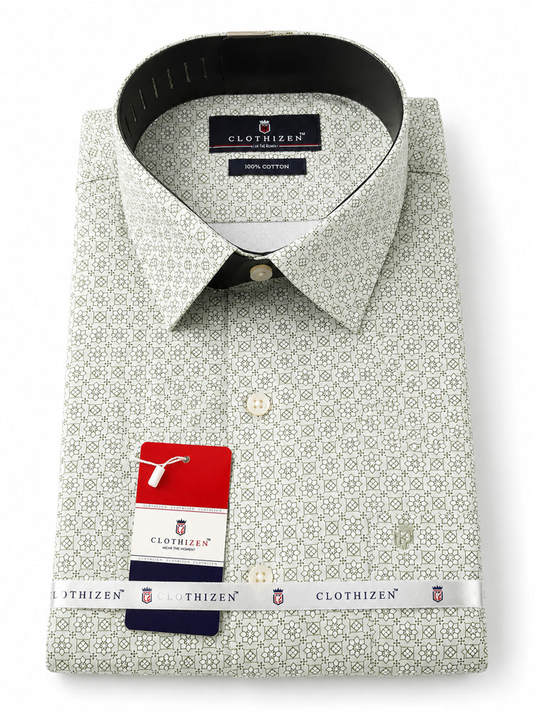 Men's Printed Regular Fit Formal Shirt |Aqua Blue Premium |100% Satin Cotton | Full Sleeves | Single Chest Pocket