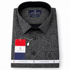 Men's Printed Regular Fit  Semi Formal Shirt | Black | Premium | 100% Cotton | Full Sleeves | Single Chest Pocket