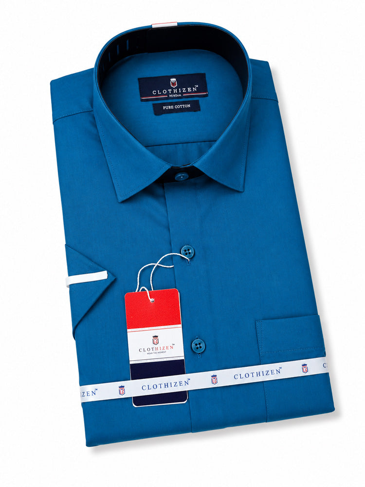 Men's Solid Formal Shirt | Light Grey | Premium | Cotton | Half Sleeves | Single Chest Pocket