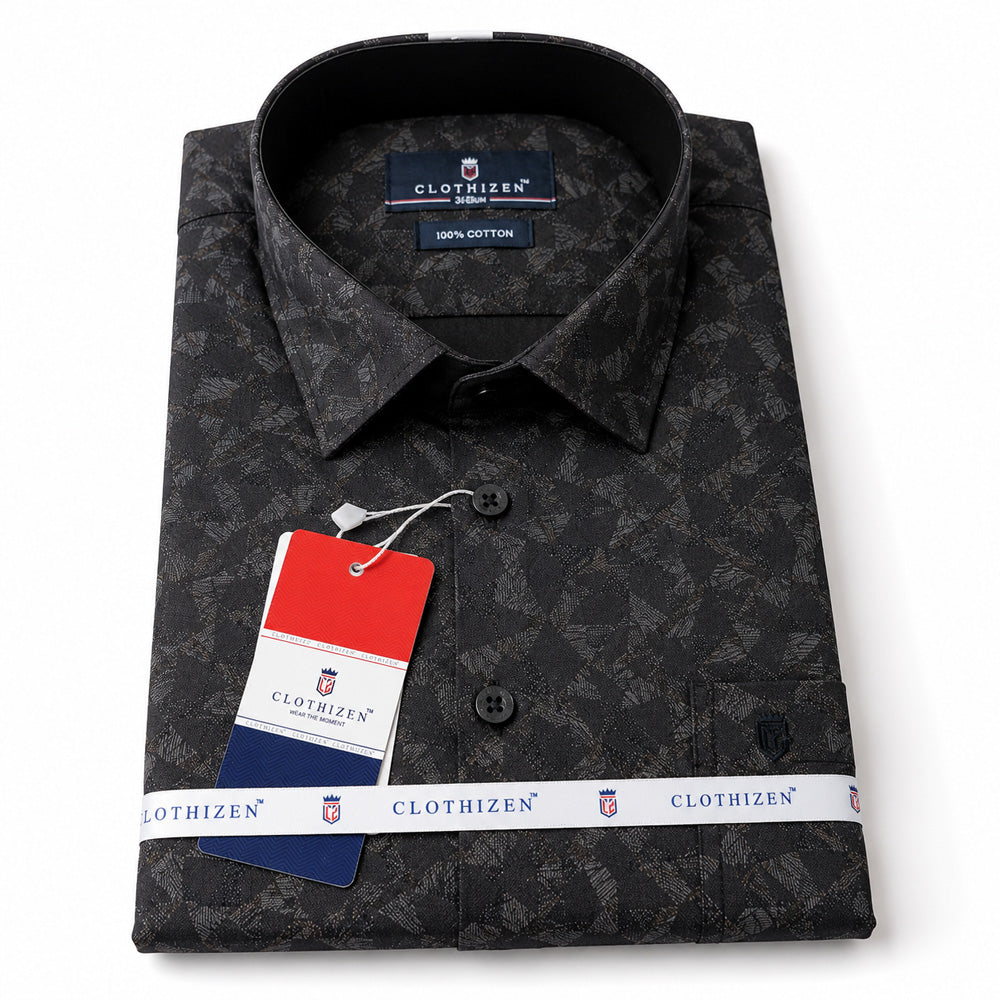 Men's Printed Regular Fit Semi Formal Shirt | Premium | 100% Cotton | Full Sleeves | Single Chest Pocket