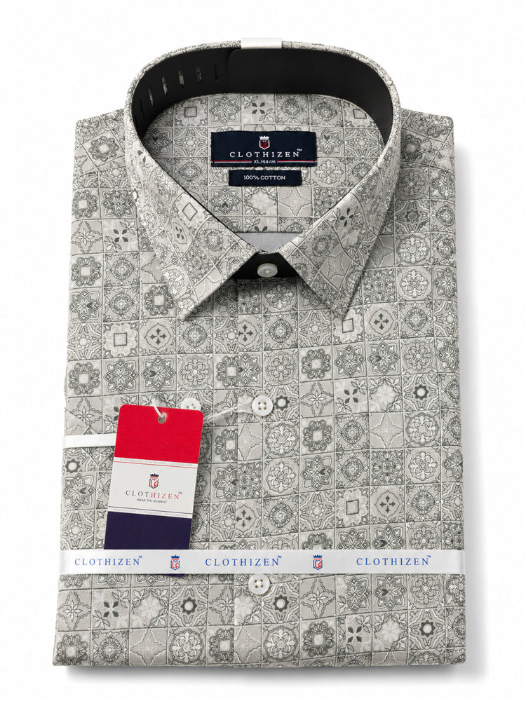 Men's Printed Slim Fit Semi Formal Shirt | Premium | 100% Cotton | Half Sleeves | Single Chest Pocket