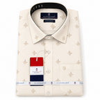 Men's Printed Regular Fit Semi Formal Shirt | Light Grey | Premium | Cotton Enriched | Full Sleeves | Single Chest Pocket