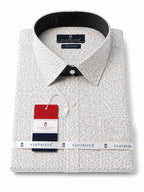 Men's Printed Regular Fit Formal Shirt | White cream| Premium | 100% Satin Cotton | Full Sleeves | Single Chest Pocket