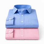 Clothizen Men's Solid Formal Shirt pack of 2 Medium Blue | Pink| Premium | Cotton Enriched | Full Sleeves | Comfort Fit | Single Chest Pocket