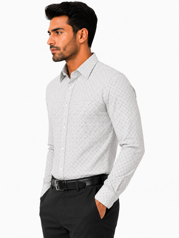 Men's Striped Smart Fit Semi Formal Shirt | Cream | Premium | 100% Cotton | Full Sleeves | Single Chest Pocket