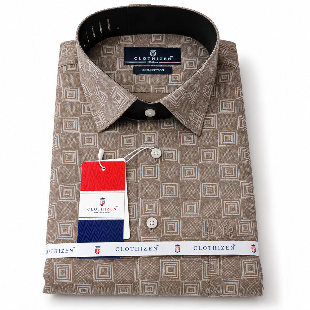 Men's Printed Regular Fit  Semi   Formal Shirt | Premium | 100% Cotton | Full Sleeves | Single Chest Pocket