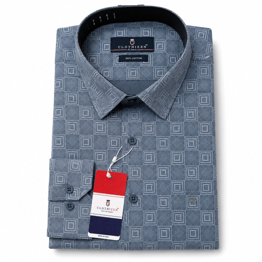 Men's Printed Regular Fit  Semi   Formal Shirt | Premium | 100% Cotton | Full Sleeves | Single Chest Pocket