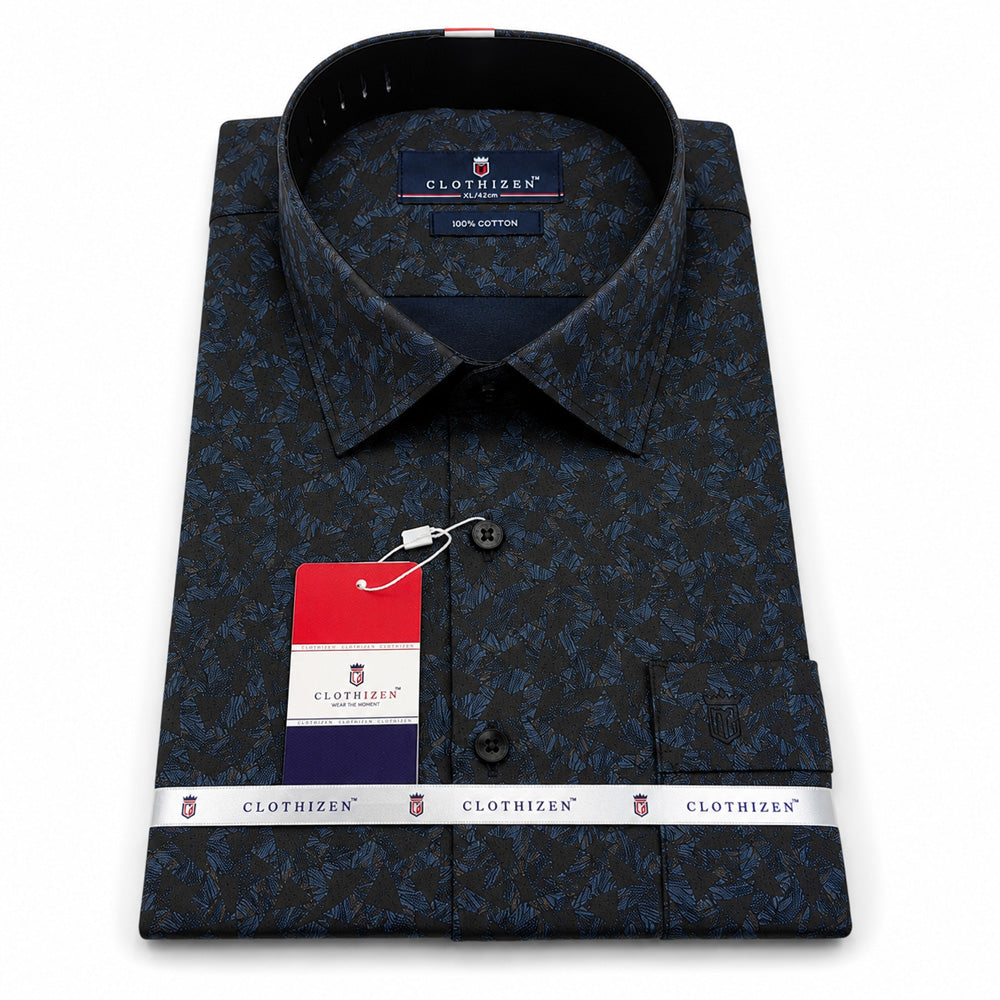 Men's Printed Regular Fit Semi Formal Shirt | Premium | 100% Cotton | Full Sleeves | Single Chest Pocket