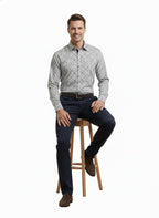Men's Printed Regular Fit Formal Shirt | Black | Premium | 100% Cotton | Full Sleeves | Single Chest Pocket