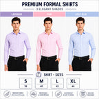 Clothizen Men's Solid Formal Shirt pack of 3 | Light Blue | Lavender | Pink | Premium | Cotton Enriched | Full Sleeves | Comfort Fit | Single Chest Pocket