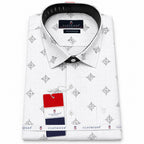 Men's Printed Regular Fit Semi Formal Shirt | Light Grey | Premium | Cotton Enriched | Full Sleeves | Single Chest Pocket