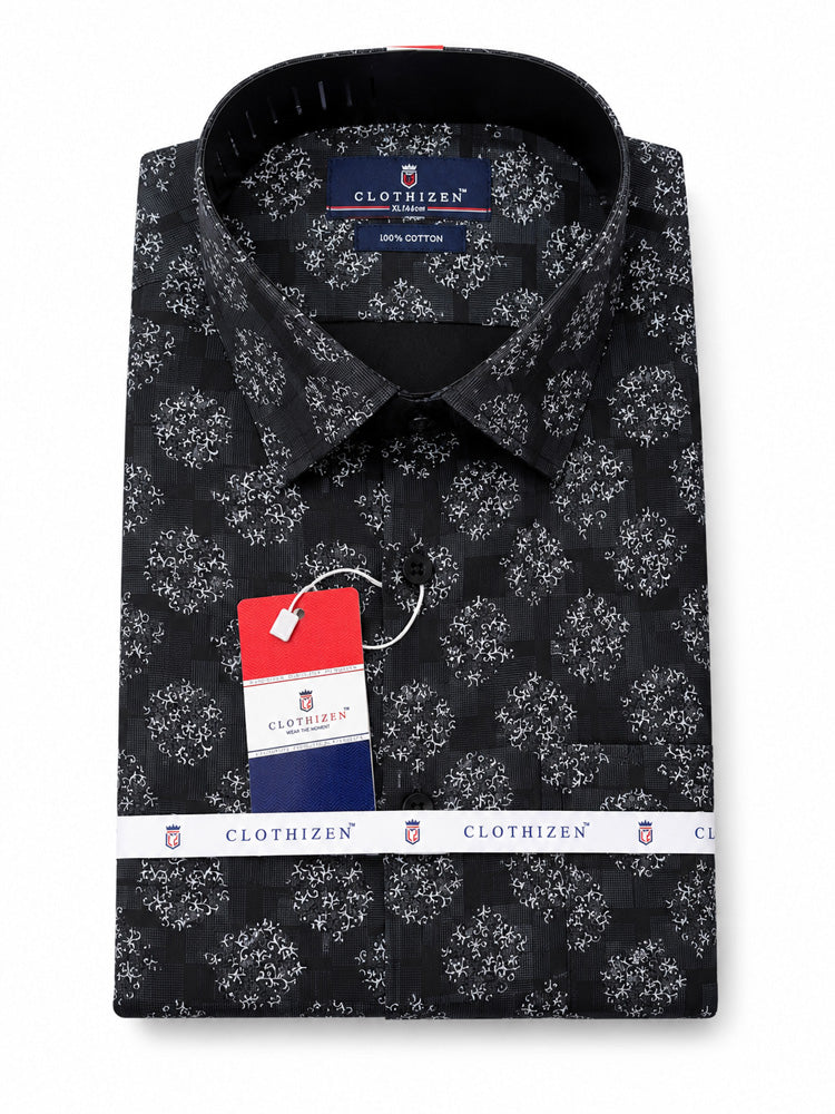 Men's Printed Regular Fit Semi Formal Shirt | Premium | 100% Cotton | Full Sleeves | Single Chest Pocket