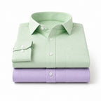 Clothizen Men's Solid Formal Shirt pack of 2 | Green | Lavender | Premium | Cotton Enriched | Full Sleeves | Comfort Fit | Single Chest Pocket