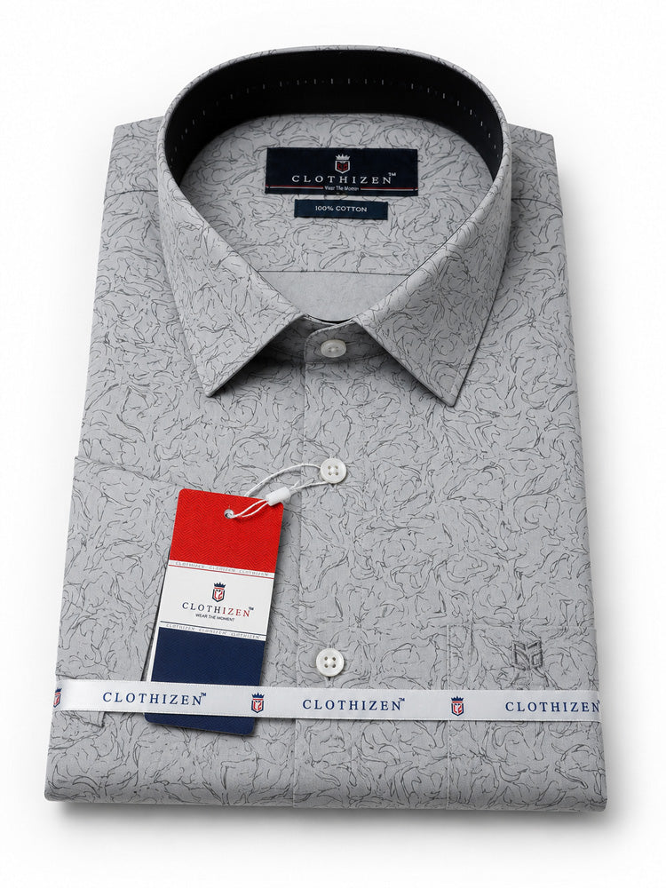 Men's Printed Regular Fit Formal Shirt | Aqua Green | Premium |100% Satin Cotton | Full Sleeves | Single Chest Pocket