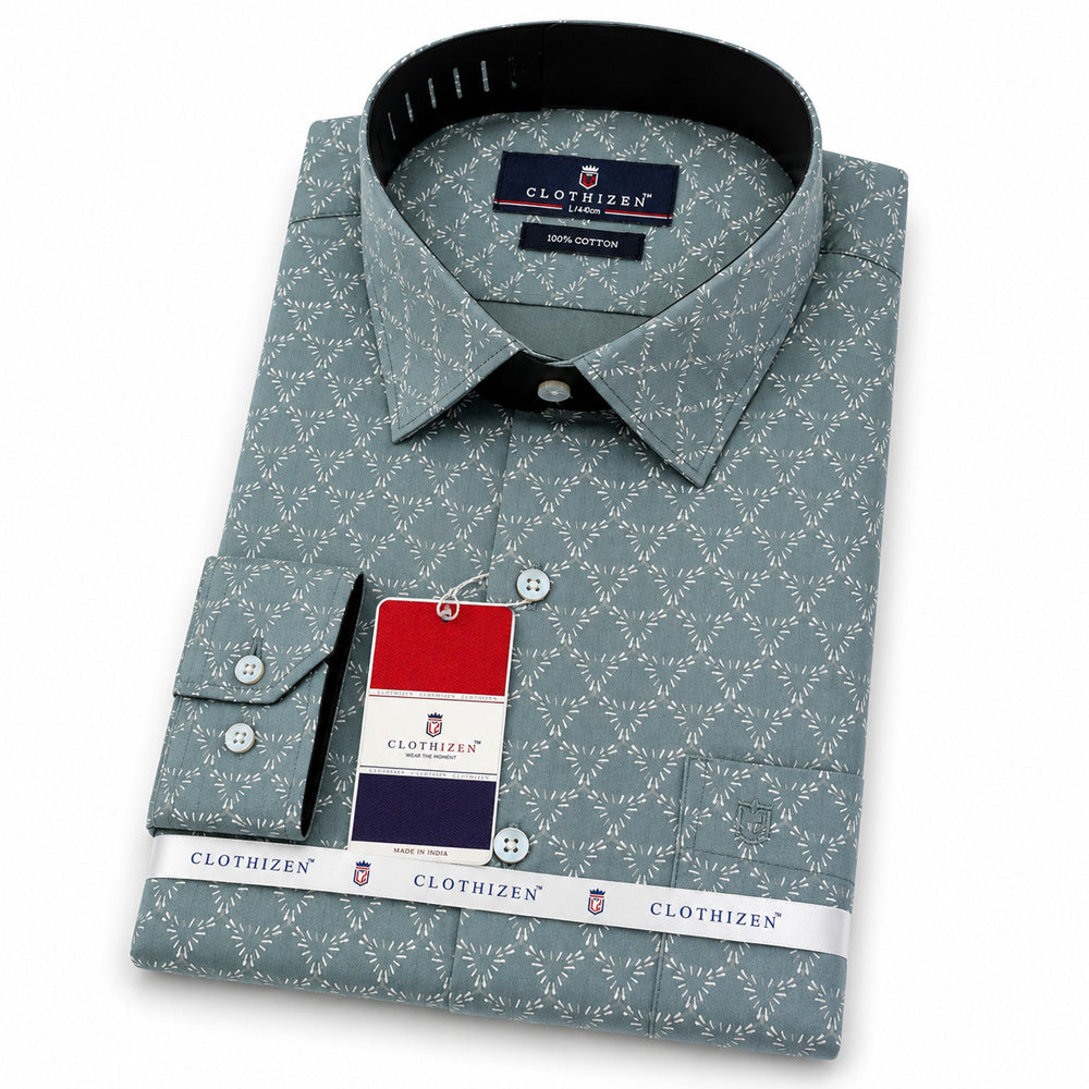 Men's Printed Regular Fit Semi Formal Shirt | Premium | 100% Cotton | Full Sleeves | Single Chest Pocket