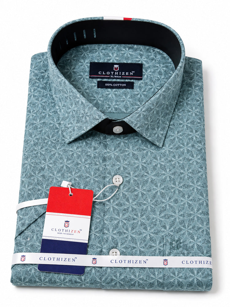 Men's Printed Slim Fit Semi Formal Shirt | Premium | 100% Cotton | Half Sleeves | Single Chest Pocket