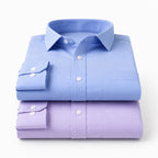 Clothizen Men's Solid Formal Shirt pack of 2 Medium Blue | Lavender | Premium | Cotton Enriched | Full Sleeves | Comfort Fit | Single Chest Pocket