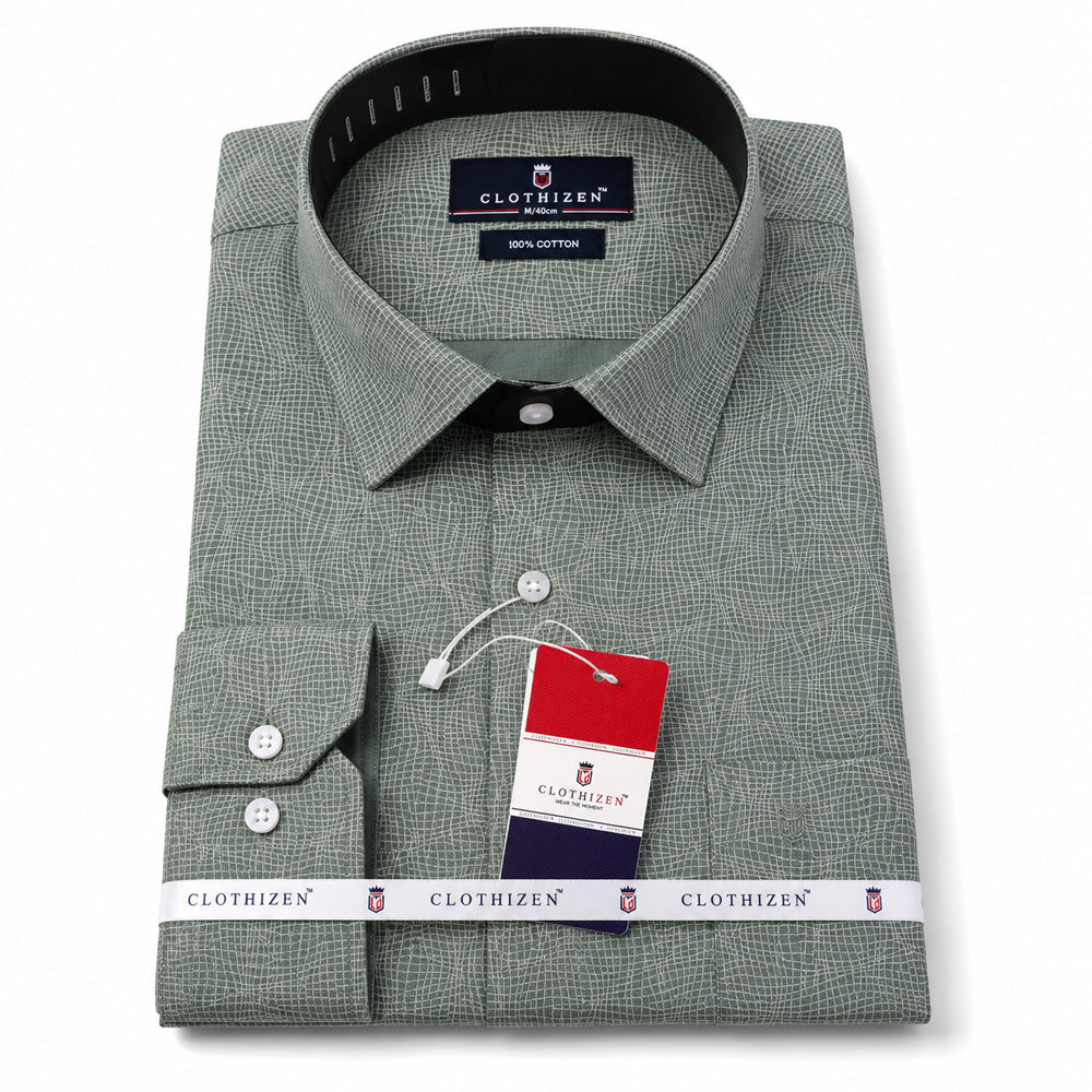 Men's Printed Regular Fit  Semi Formal Shirt | Premium | 100% Cotton | Full Sleeves | Single Chest Pocket