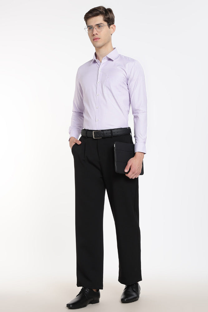 Clothizen Men's Solid Formal Shirt | Lavender | Premium | Cotton Enriched | Full Sleeves | Comfort Fit | Single Chest Pocket