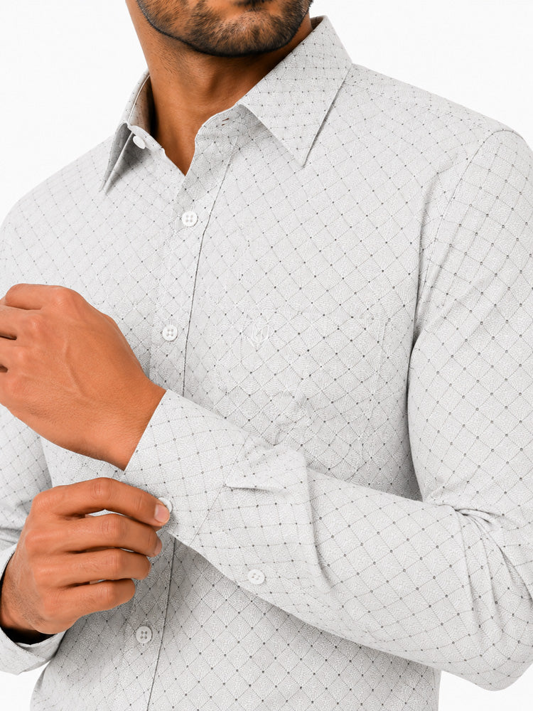 Men's Striped Smart Fit Semi Formal Shirt | Cream | Premium | 100% Cotton | Full Sleeves | Single Chest Pocket