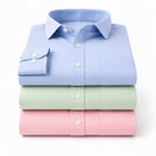 Clothizen Men's Solid Formal Shirt pack of 3 | Light Blue | Green | Pink | Premium | Cotton Enriched | Full Sleeves | Comfort Fit | Single Chest Pocket