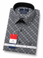 Men's Printed Regular Fit Formal Shirt | Black | Premium | 100% Cotton | Full Sleeves | Single Chest Pocket