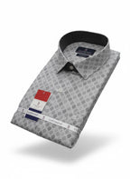 Men's Printed Regular Fit Formal Shirt | Black | Premium | 100% Cotton | Full Sleeves | Single Chest Pocket