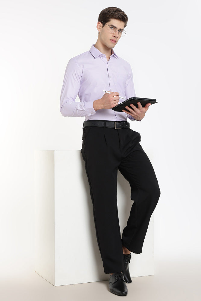 Clothizen Men's Solid Formal Shirt | Lavender | Premium | Cotton Enriched | Full Sleeves | Comfort Fit | Single Chest Pocket